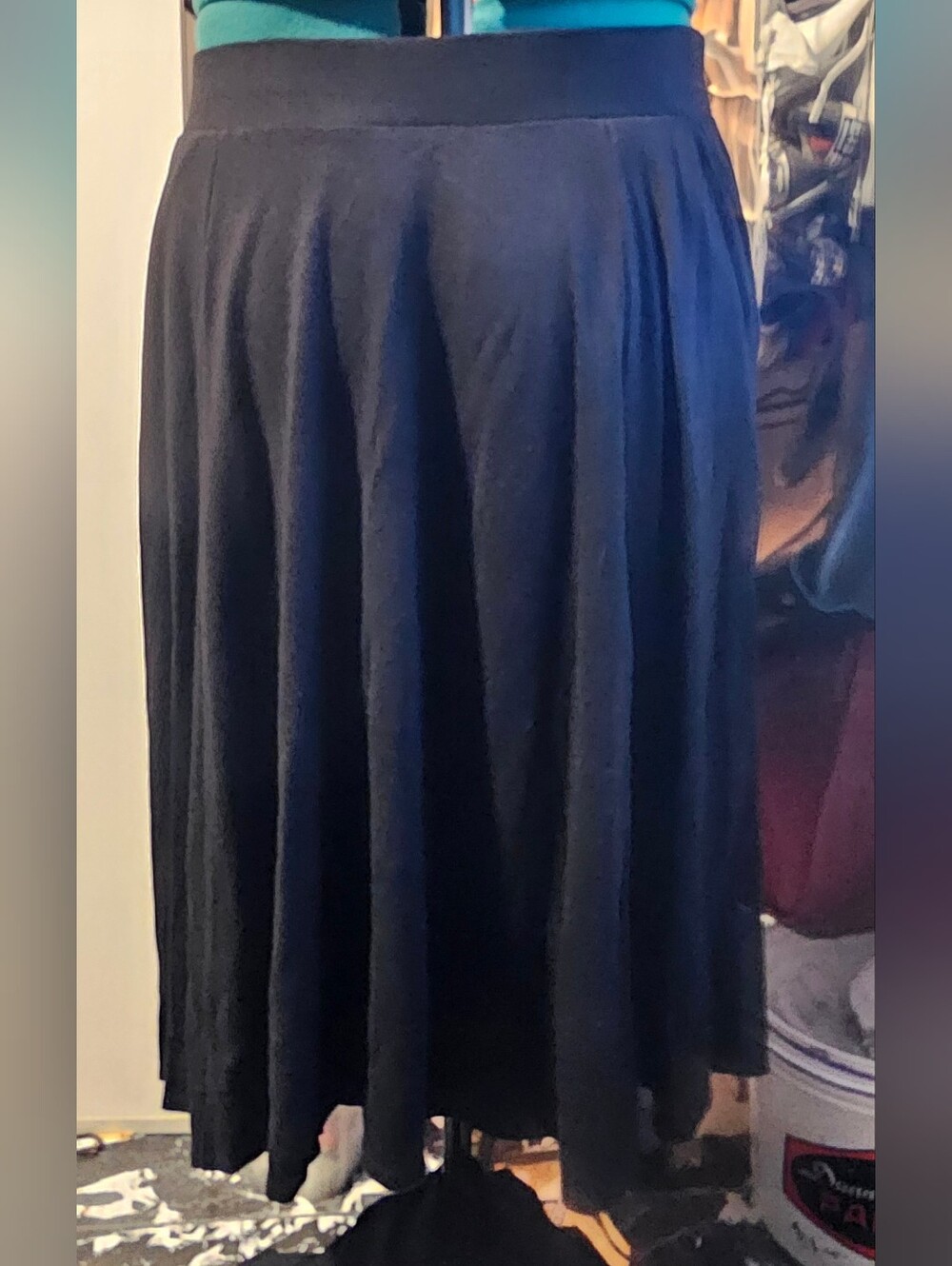 Black Flared Midi Skirt - Elegant Circle Silhouette